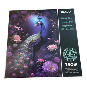 Ceaco Puzzle, Peacock Glow, 750 Pieces, Unique Glow in the Dark, Handcrafted